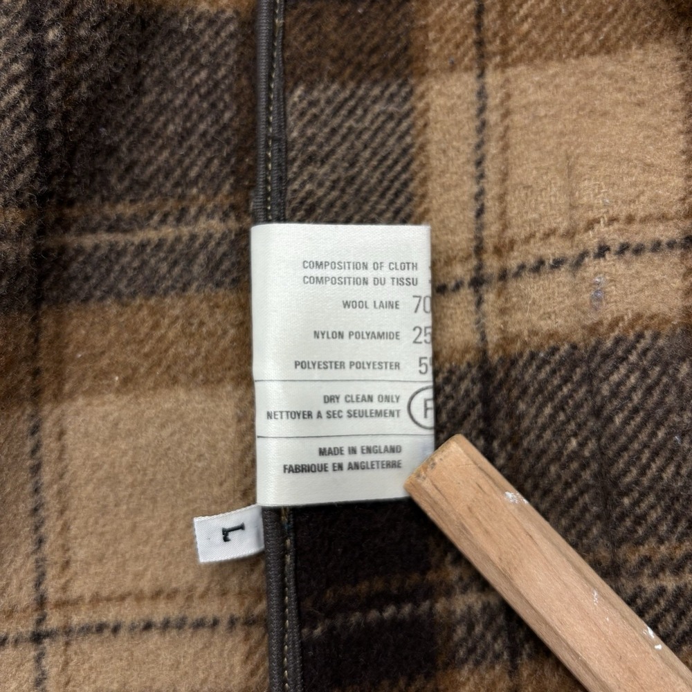 Orvis Wool Blend Duffle Toggle Coat Plaid Lined Hooded Made in England Size L - Picture 15 of 15